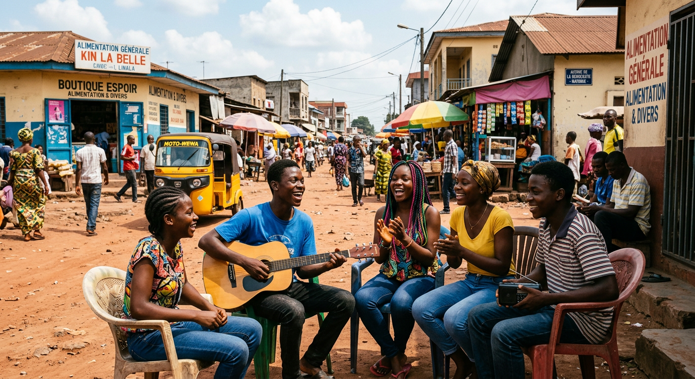 KI-erzeugt-Jugendliche musizieren auf der Straße