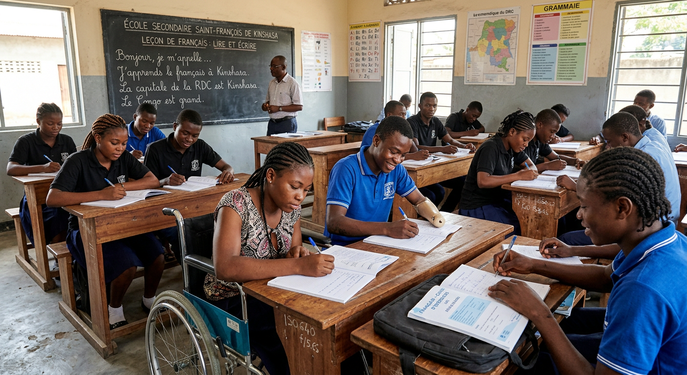 KI-erzeugt-junge Frauen und Männer, mit und ohne körperlicher Behinderung-Alphabetisierung